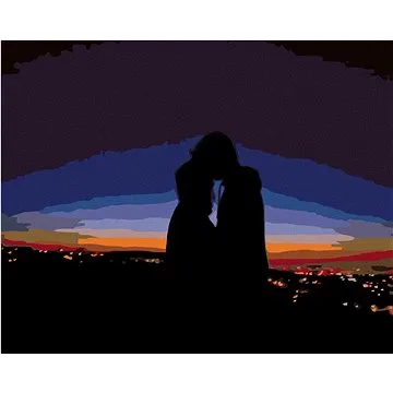 Diamondi - Diamantové malování - MILENCI V NOCI NAD MĚSTEM, 40x50 cm, Vypnuté plátno na rám (602871B)