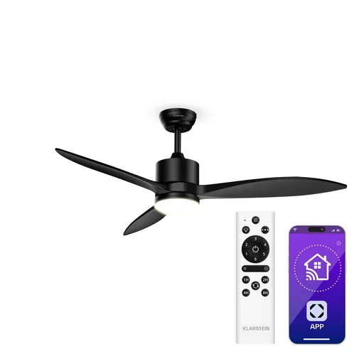 Klarstein SkyBreeze inteligentní stropní ventilátor se světlem | 132 cm | 27 W | Tichý | LED | Dřevo