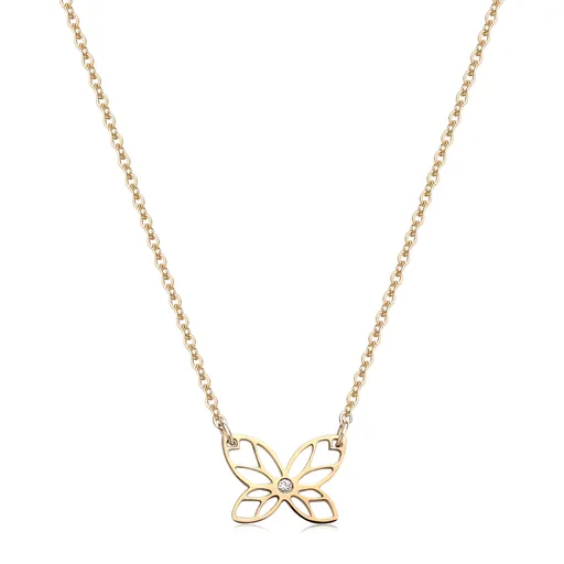 S'Agapõ Pozlacený náhrdelník Motýlí křídla Click SCK271