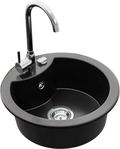 MEXEN/S Diego granitový dřez 1-miska včetně baterie Telma, černá 6512-77-670200-00