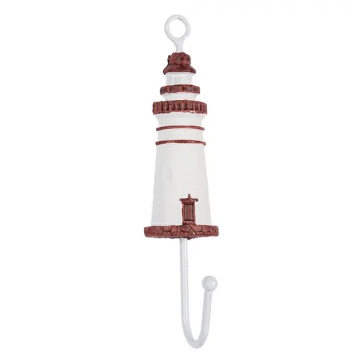 Nástěnný háček zdobený majákem Lighthouse Nautic - 4*4*18 cm 66070R