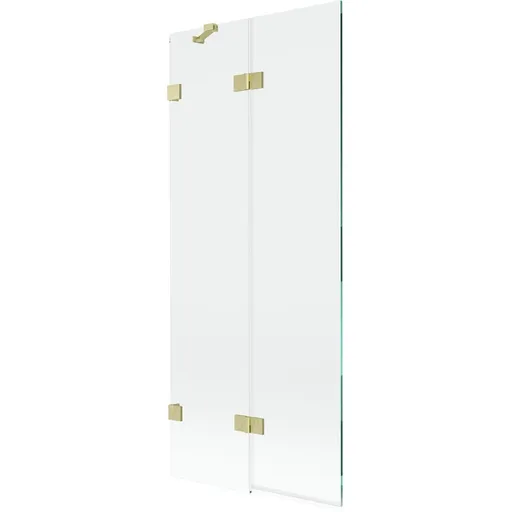 MEXEN/S Lunar vanová zástěna 2-křídlová levá 80 x 150, transparent, zlatá kartáčovaná 897-080-100-55-00-L