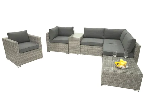 DEOKORK Ratanová variabilní sestava SEVILLA  pro 5 osob (šedá)