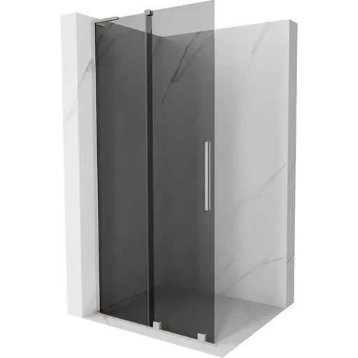 MEXEN/S Velar L Sprchová zástěna posuvná Walk-in 110 x 200, grafit 8 mm, nikl kartáčovaný 871-110-003-43-97
