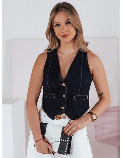 Dámská krátká džínová vesta JEANSPICE tmavě modrá