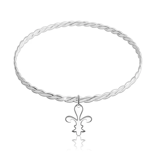 Navlékací kruhový náramek ze stříbra 925 - symbol Fleur de Lis