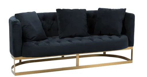 Antracitová sametová designová pohovka se zlatou podstavou Wilson - 180*76*74cm J-Line by Jolipa