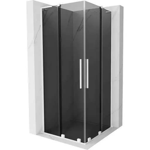 MEXEN/S Velar L Duo sprchový kout, posuvné dveře 80 x 80, grafit, bílá 871-080-080-02-43-20