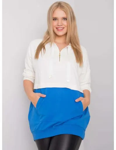 Dámská tunika z bavlny plus size PHILOMENE ecru-tmavě modrá