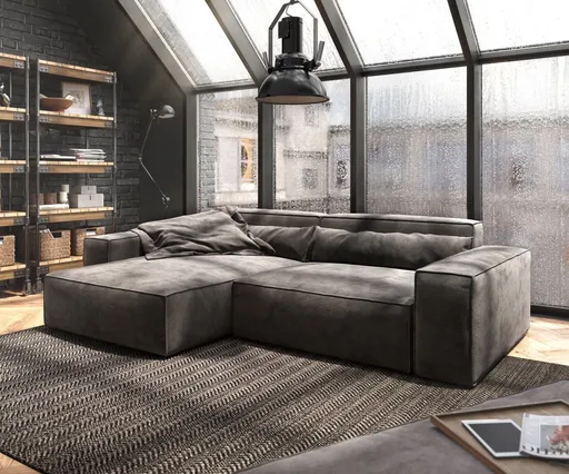 Rohová pohovka Sirpio XL 270x170 cm mikrovlákno khaki hnědá