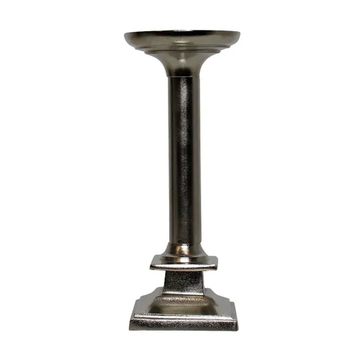 Stříbrný kovový svícen čtverec   - 9*9*22cm GNKLV22