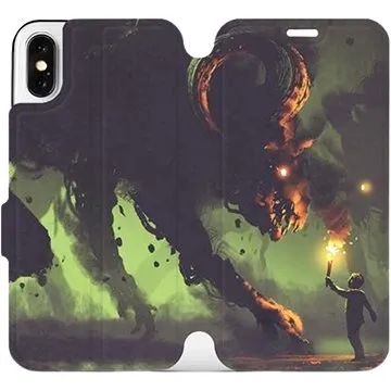 Flipové pouzdro na mobil Apple iPhone X - VA08P Příšera a kluk s pochodní (5903226170623)