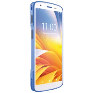 Zebra HC50 WLMT0-H50D8BBK1-A6, datový terminál, mit Notfalltaste, 2D, hot-swap, PTT, USB-C, BT, Wi-Fi, NFC, Android, GMS, white, blue