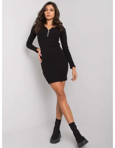 Dámské šaty žebrované RUE PARIS Azari černé