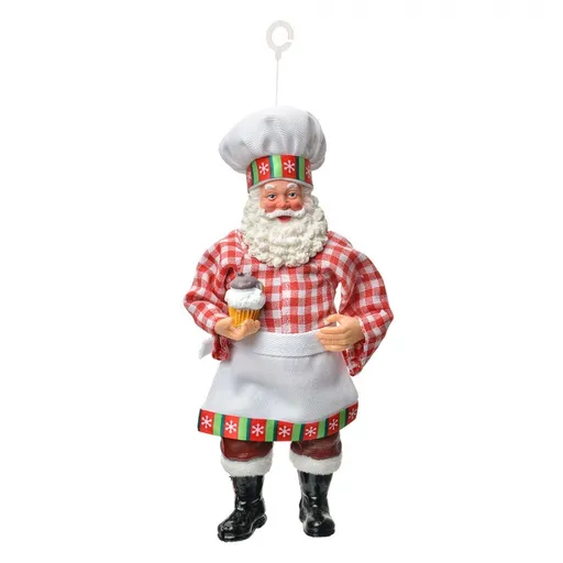 Závěsná vánoční dekorace Santa Claus pekař držící cupcake - 10*6*17 cm Clayre & Eef