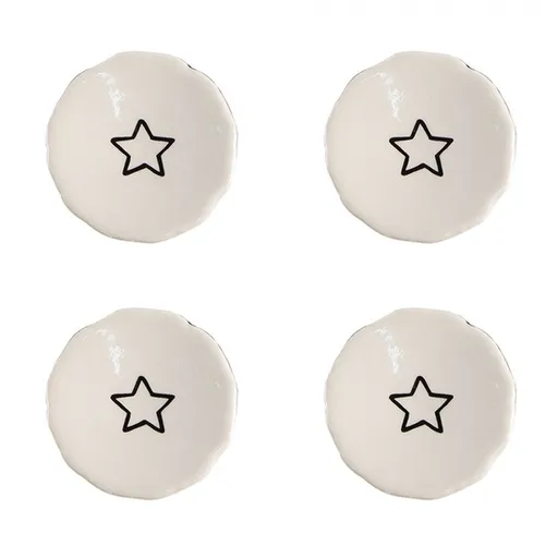 Set 4ks béžová keramická úchytka s hvězdou - Ø 4*3/6 cm 65287