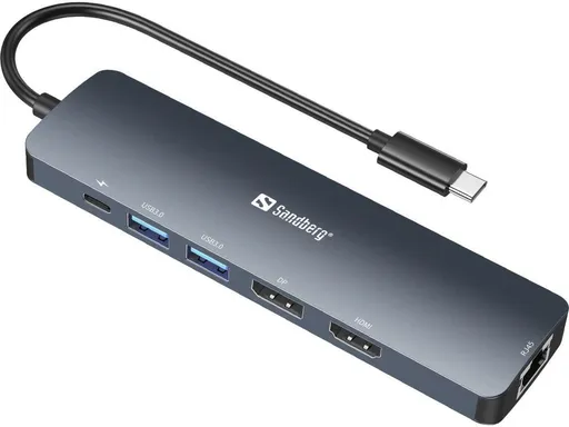 Sandberg dokovací stanice, USB-C, 8 různých konektorů, podpora 8K, PD 100 W