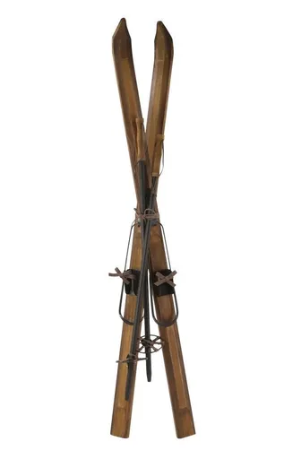 Hnědá dřevěná dekorace lyže Ski Vintage - 5,5*120 cm  Chic Antique