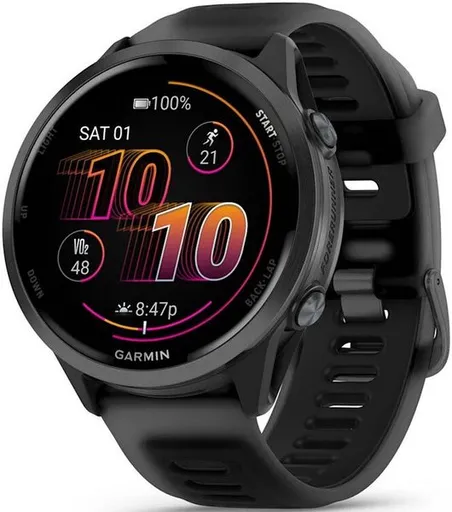 Garmin Forerunner® 570 - 47mm Slate Grey hliníková luneta, poloprůhledný řemínek Black/Black 010-02971-00