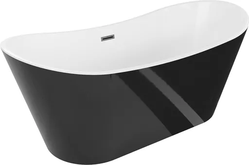 MEXEN/S Montana vana volně stojící 180 x 80, bílá/černá, sifon a přepad grafit metal 52011808075-95