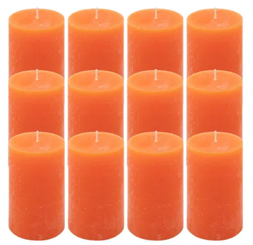 Oranžová parafínová svíčka rustikální 11,5 cm, 40 h,12 ks