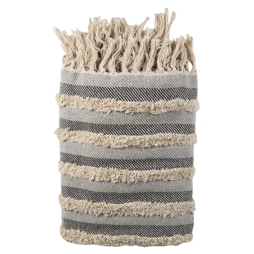 Béžovo-šedý bavlněný pléd s třásněmi - 125*150 cm KT060.129