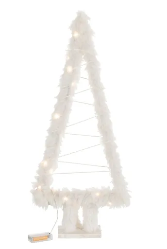 Bílý chlupatý svítící stromek na noze Tree Fur White - 30*10*70 cm 17565