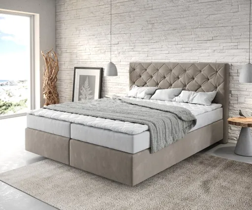 Boxspring postel Dream-Great 160x200 cm mikrovlákno béžová