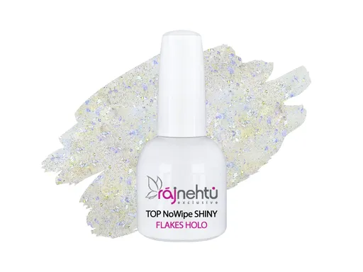 Ráj nehtů UV gel lak TOP NoWipe Shiny Flakes Holo 15ml