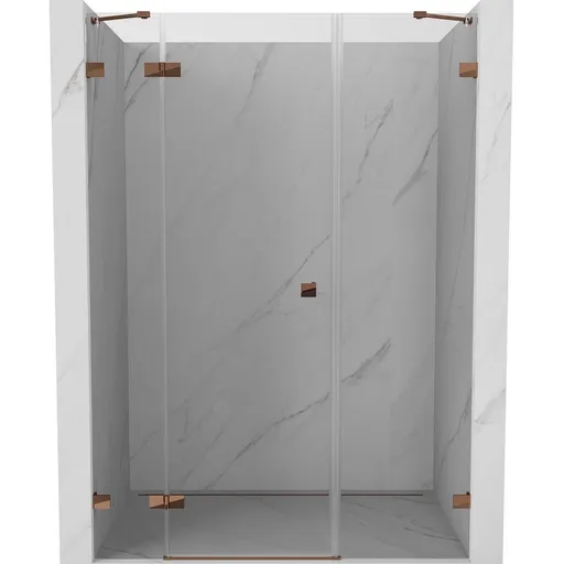 MEXEN/S Lunar sprchové dveře křídlové levé 150, transparent, růžové zlato 834S-150-050-60-00-L