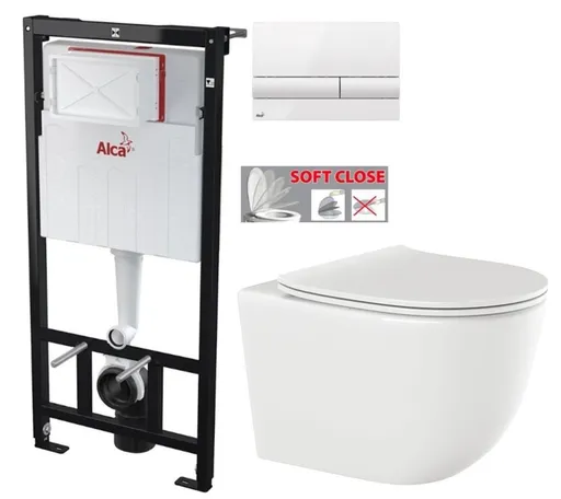 Předstěnový instalační systém s bílým tlačítkem M1710 + WC INVENA TINOS  + SEDÁTKO AM101/1120 M1710 NO1