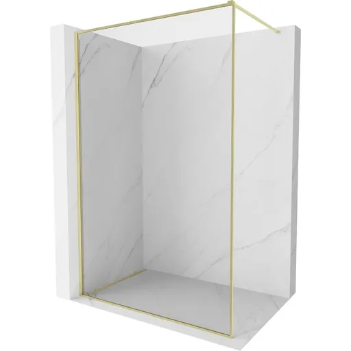 MEXEN/S Kioto-XF Sprchová zástěna WALK-IN s rámem 90 x 202, transparent 10 mm, zlato kartáčovaná 800-090-104-55-00-X