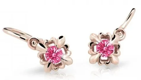 Cutie Jewellery Roztomilé dětské náušnice z růžového zlata C2212-10-X-4 fuchsiová