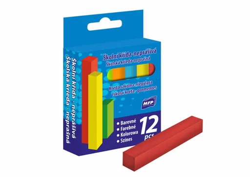 Křídy M barevné čtyřhranné 12 ks v krabičce neprášivá