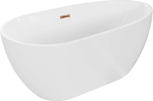 MEXEN/S Eos volně stojící vana 170 x 75, bílá, sifon a přepad růžové zlato 52471707500-60