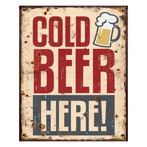 Béžová nástěnná kovová cedule Beer - 20*1*25 cm 6Y5090