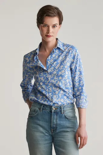 KOŠILE GANT REG FLORAL PRINT COT VOILE SHIRT PERFECT BLUE