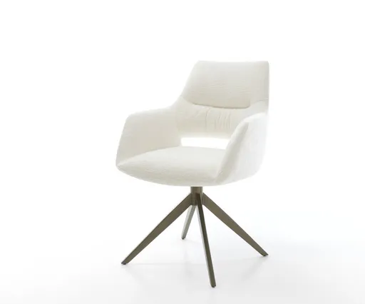 Jídelní židle Yago-Flex s područkami bouclé měkká béžová široká