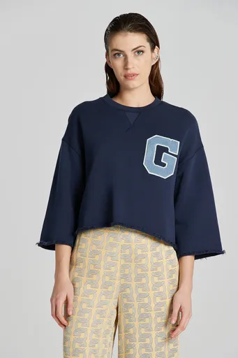 MIKINA GANT G-BADGE CROPPED SS C-NECK SWEAT CLASSIC BLUE