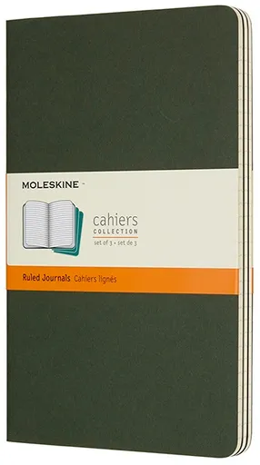 Sešity MOLESKINE 3 ks linkované tm. zelené L