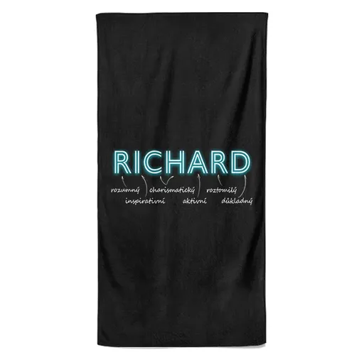 Osuška Mužská jména – NEON (Jméno: Richard, Velikost osušky: 100x170cm)