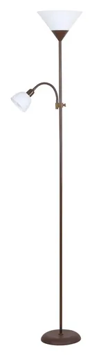 Rabalux Hnědá stojací lampa Action s bílými stínidly pro žárovky E27+E14 4188