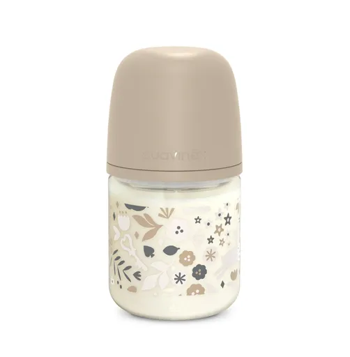 Suavinex Wonderland Skleněná láhev fyziologická SX PRO průtok S 0m+ 120 ml 1 ks liberty krémová