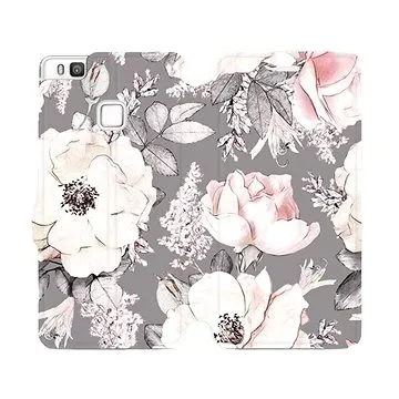 Flipové pouzdro na mobil Huawei P9 Lite - MX06S Květy na šedém pozadí (5903516019472)