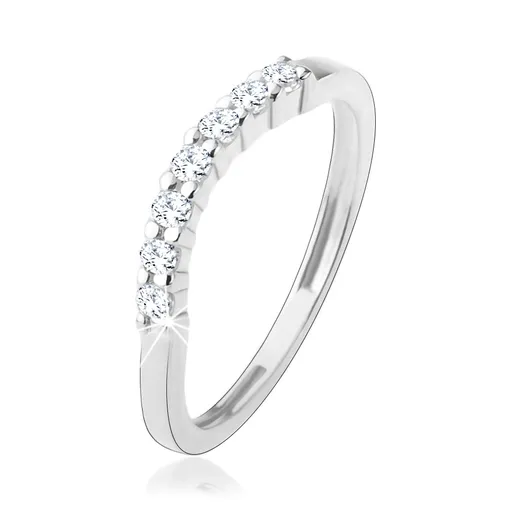 Prsten ze stříbra 925, úzká hladká ramena, zirkonový oblouk čiré barvy - Velikost: 49