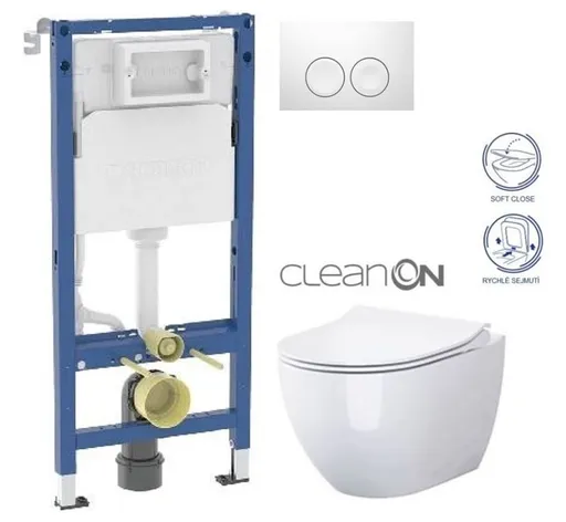 GEBERIT DuofixBasic s bílým tlačítkem DELTA21 + WC CERSANIT ZEN CLEANON + SEDÁTKO 458.103.00.2 21BI HA1