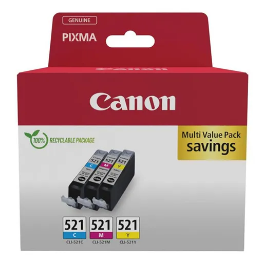 MultiPack CANON CLI-521 - originální cartridge, barevná, 3x9ml multipack