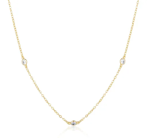 JVD Slušivý pozlacený náhrdelník se zirkony SVLN0558XK5GO45