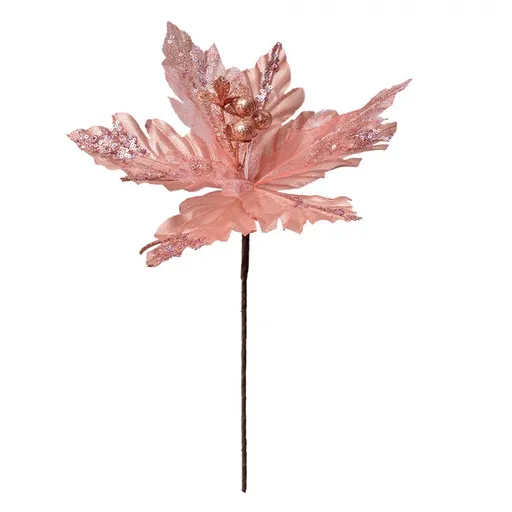 Růžová umělá rostlina vánoční hvězda Poinsettia - Ø 25*38 cm 65828