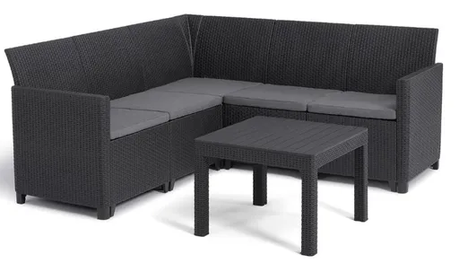 KETER Zahradní sedací pětimístný ratan set MARIE CORNER grafitová